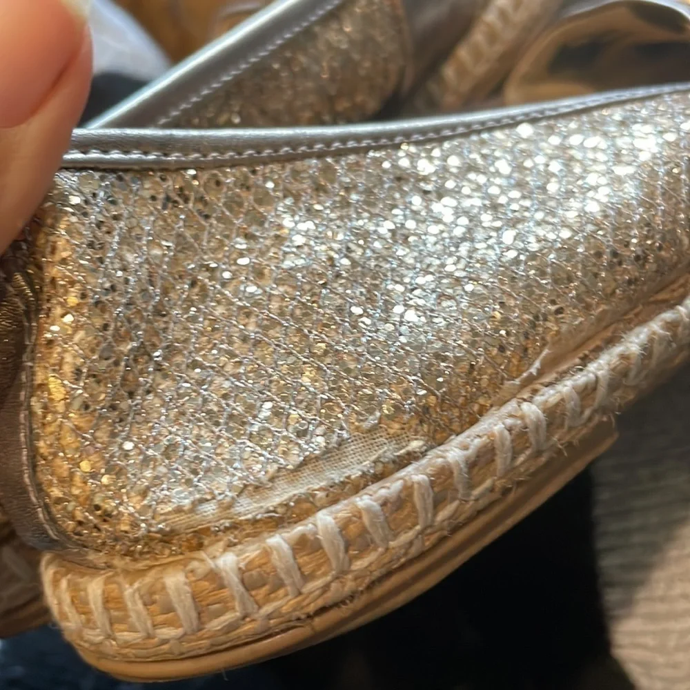 Tory Burch Seaside Glitter‎ Espadrille Flats in Gold Size 5.5 or 36